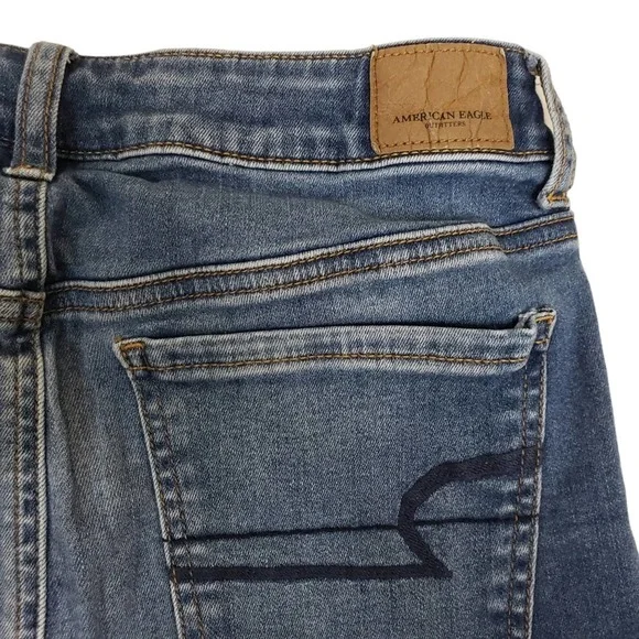 American Eagle Hi-Rise Shortie Denim Jean Shorts Womens 8 - Picture 4 of 10
